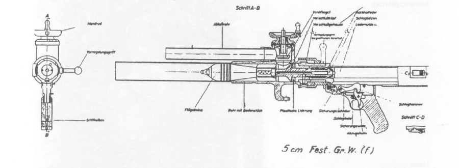 Schemat moździerza fortecznego 5 cm Fest.Gr.W 210 (f)
